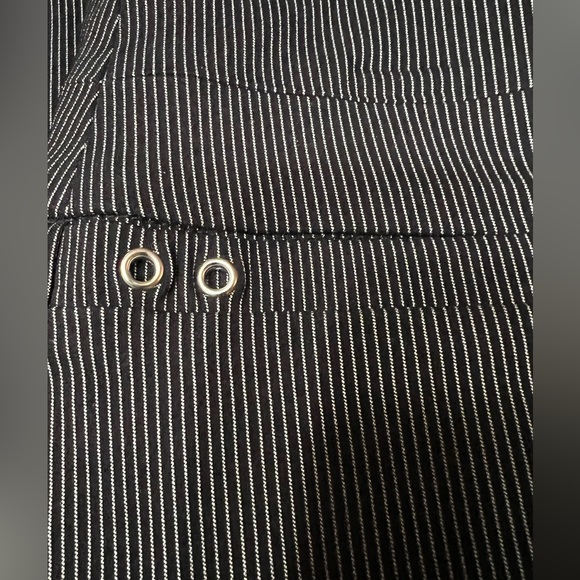 Leighton Black White Stripe Skinny Ankle Pant - Picture 2 of 8